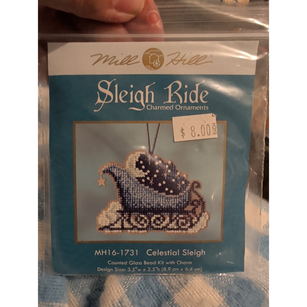 Mill Hill Celestial Sleigh MH16-1731 Counted Glass Bead Kit Christmas Pin New